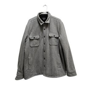 Nordstrom Wool Button Down Shirt Jacket Mens 2XL Gray Quiet Luxury Casual